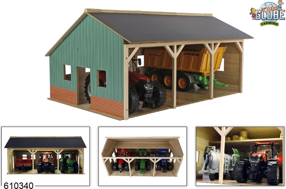 Kids Globe Globe Agricultural Lock Wood für 3 Traktoren, 1:16