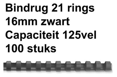 Binderücken GBC Kunststoff A4 16 mm schwarz 145 Blatt