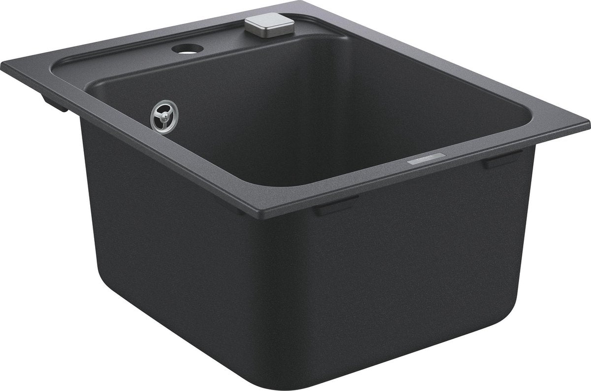 Grohe k700 Verbundspüle – 40 cm – Einbau – mit Überlauf und automatischem Abfluss – Granitschwarz
