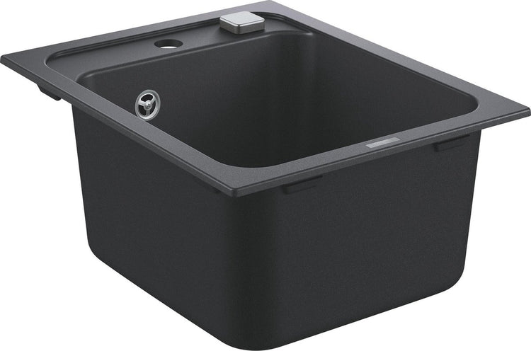 Grohe k700 Verbundspüle – 40 cm – Einbau – mit Überlauf und automatischem Abfluss – Granitschwarz