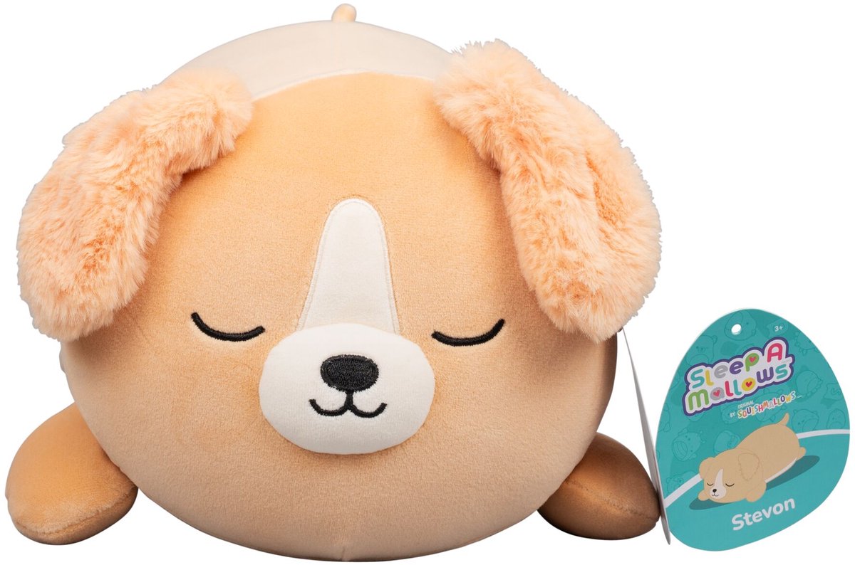 Jazwares Squishmallows – mittelgroßer Plüsch (Stevon – Golden Retriever – Sleepamallows) – 25 cm Plüsch