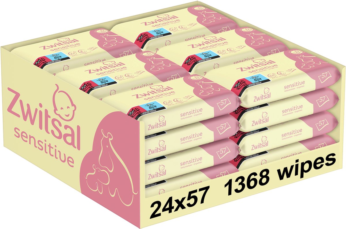 Zwitsal – Babytücher – empfindlich – 1368 Tücher (24 x 57) – Vorteilspackung