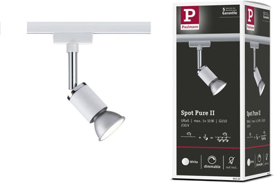 Paulmann Urail Rail Spot Pure II separater Spot GU10 max. 10 W, dimmbar, 230 V, Weiß, Chrom