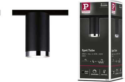 Paulmann Urail Rail Spot Tube Loser Spot Gu10 max. 10W dimmbar 230V Schwarz matt, Chrom