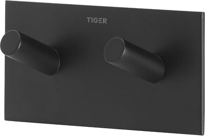 Tiger quadratisch - Handtuchhaken doppelt - ohne Bohren - Handtuchhaken - 3m Band - mattschwarz