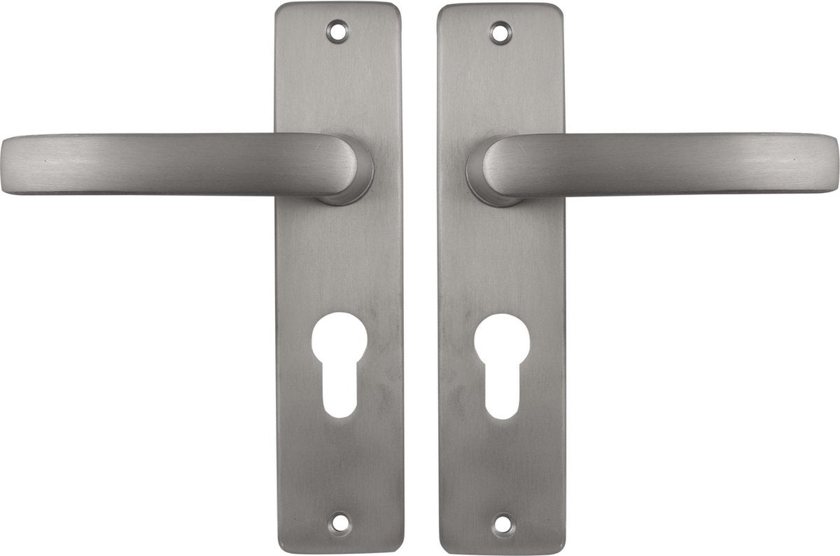 Starx Türgriff Silber - Edelstahloptik - Türbeschläge - Türschild für Profilzylinder (PC55) - Türgriffblock