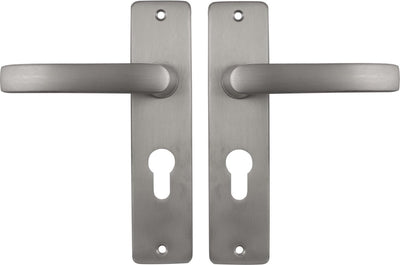 Starx Türgriff Silber - Edelstahloptik - Türbeschläge - Türschild für Profilzylinder (PC55) - Türgriffblock