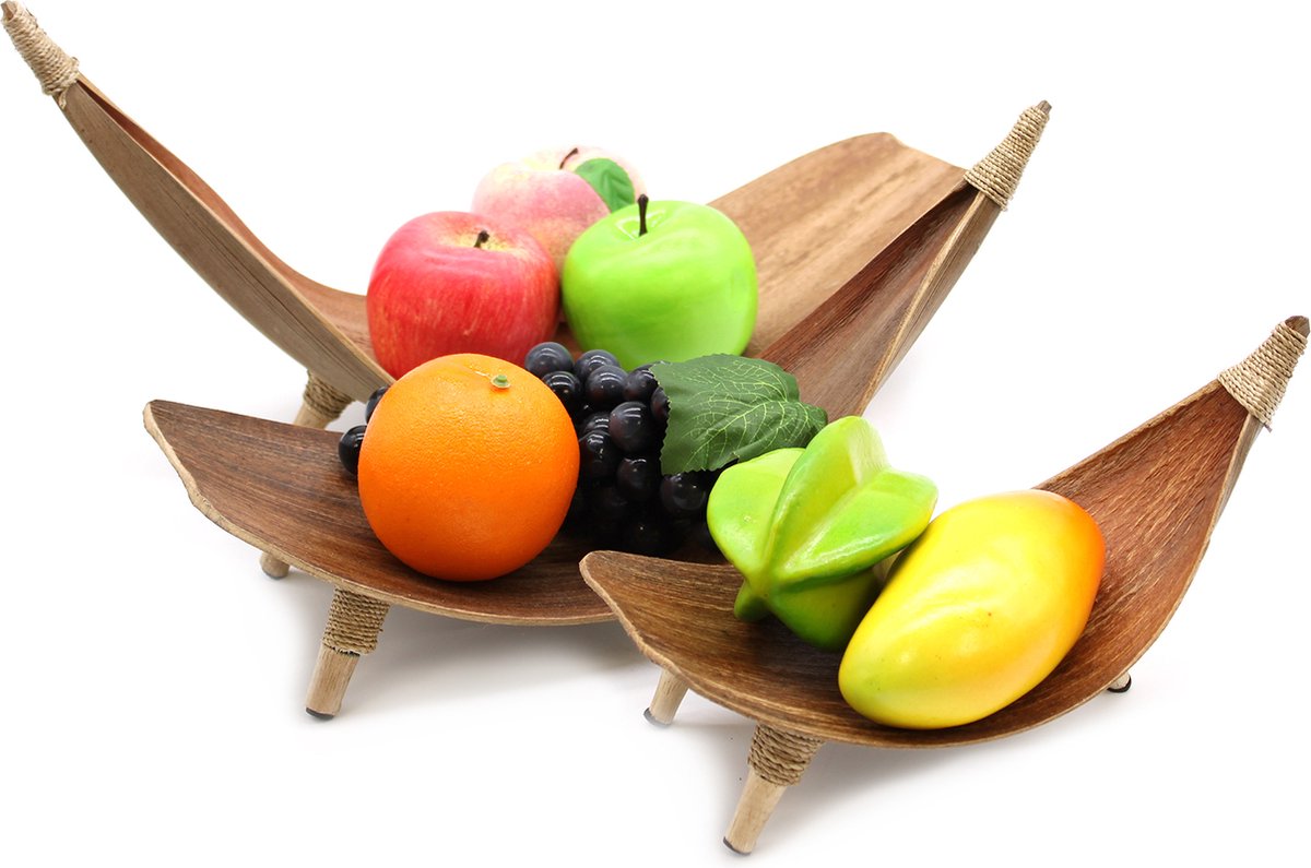 Aw Gifts Obstschalen-Set aus Kokosnussblättern – natürlich