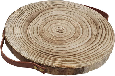 Dekoration Baumscheibe Paulownia Holz mit Ledergriffen