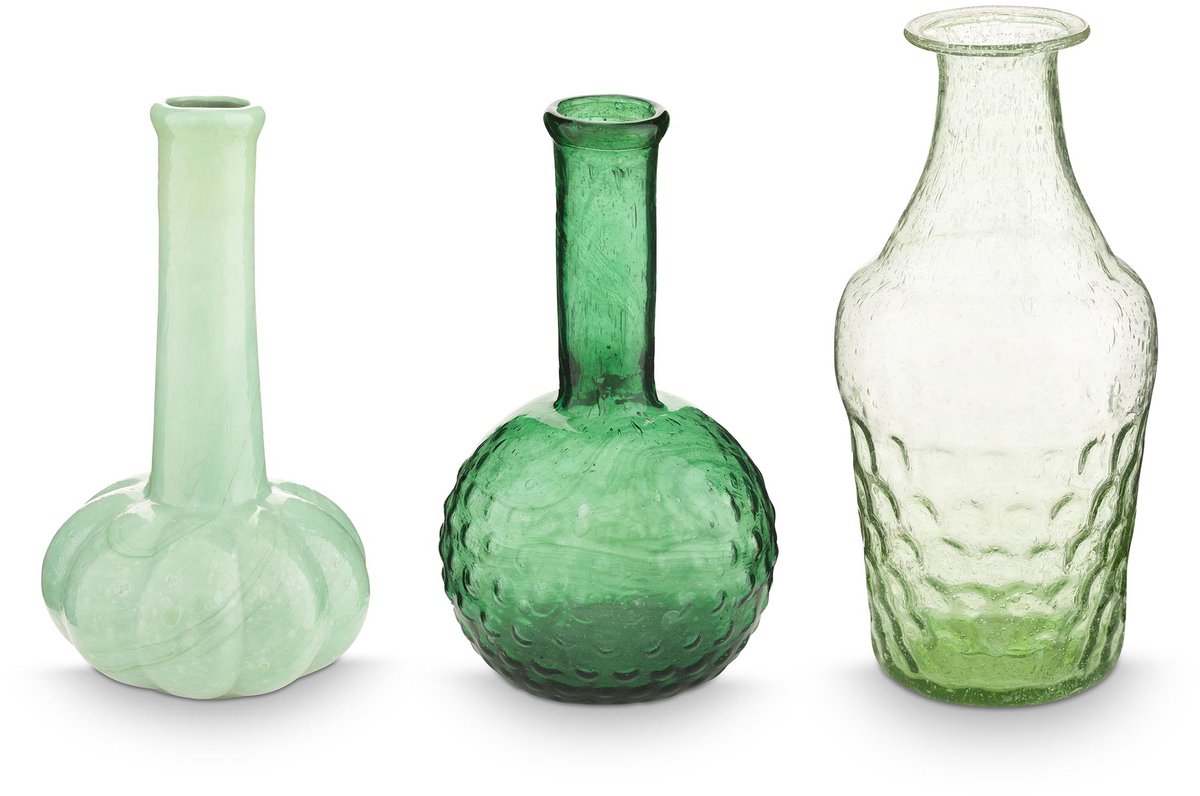 Pip Studio – Blumenvase – Wohnaccessoires – Grün – Glasvase – Set mit 3 Vasen