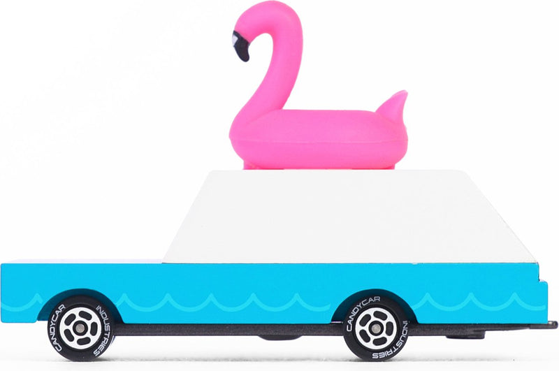Candylab Toys Candycar World: Flamingowagen (W228) 8,9 x 3,8 x 6,4 cm, Holzdruckguss, magnetisch, in Geschenkbox, 3+