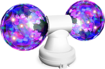 Party-Funlights – doppelt rotierende Discokugeln – Facetten – mehrfarbige LED – weiß