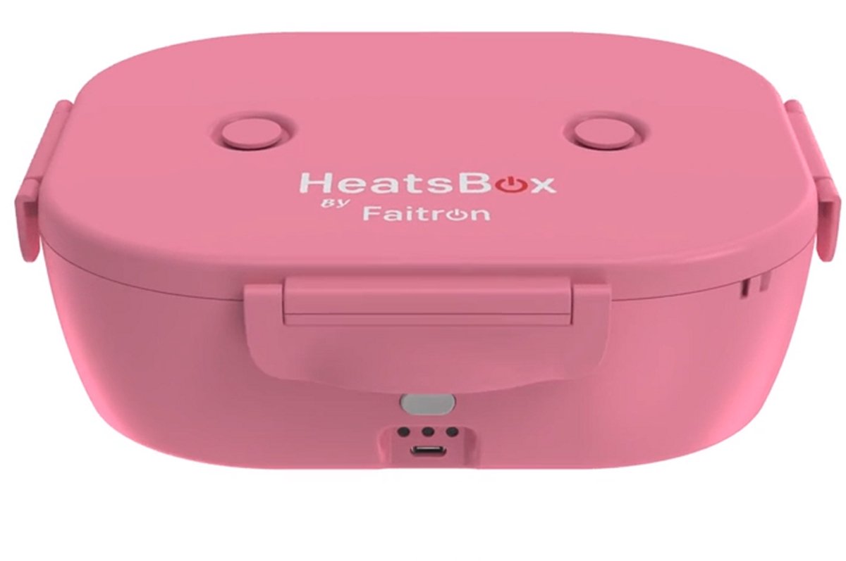 Faitron go light – Heatsbox – elektrische Lunchbox – Edelstahl – beheizte Lunchbox – für warme Mahlzeiten – verschiedene Fächer – mit App – 12 24 V – Pink