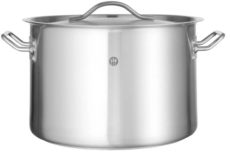 Hendi Kochpfanne mit Deckel – Edelstahl mit Sandwichboden – 14 Liter – 30 cm Durchmesser x 20 cm Höhe – mattsilber – für alle Herdarten, Induktion