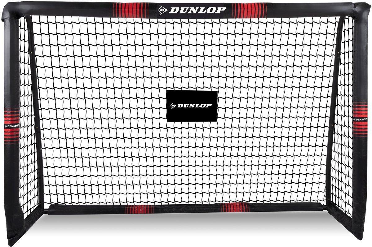 Dunlop Fußballtor – Fußballtor 180 x 120 x 60 cm – großes Fußballtor – Outdoor-Spielzeug für Kinder und Erwachsene – schnelle Montage – Fußball-Trainingstor – Metall – Schwarz Rot