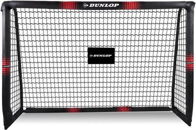 Dunlop Fußballtor – Fußballtor 180 x 120 x 60 cm – großes Fußballtor – Outdoor-Spielzeug für Kinder und Erwachsene – schnelle Montage – Fußball-Trainingstor – Metall – Schwarz Rot