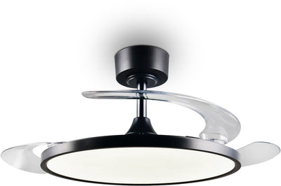 Rl live your light reality kasfjord - ventilator - zwart mat - incl. 1x smd 30 - licht apart schakelbaar - afstandsbediening - geintegreerde dimmer - traploos instelbare lichtkleur - plafondbevestiging - timer - zomer- en wintermodus - 6 snelheidsniveaus