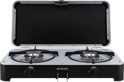 Mestic Campingkocher mgcp-1200 30mbar – 2 x 2500 Watt Leistung – elektrische Zündung – inklusive abnehmbarer Windschutzscheiben