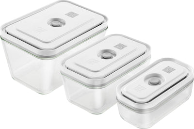 Zwilling Fresh Save Vakuum-Lebensmittelbehälter – Aufbewahrungsboxen – 3-teiliges Set – S 200 ml – M 750 ml – L 1600 ml – Glas