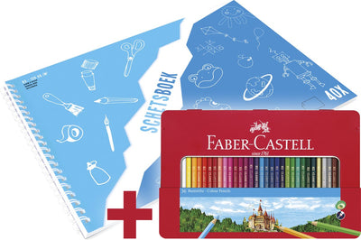 Faber-Castell Buntstifte-Set – Schloss – 36-teilig + A3-Känguru-Skizzenbuch – fc-115886-a