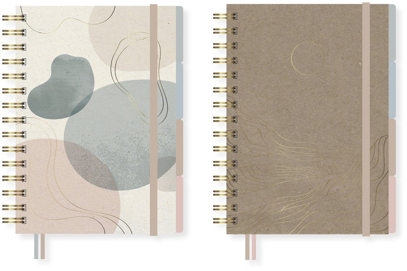 Kangaro-Notizbuch – Soft Scenes 4-in-1-Notizbuch – A5 – Hardcover – Spirale – 80 Gramm FSC – 200 Seiten – 2 Stück – k-pm01710011