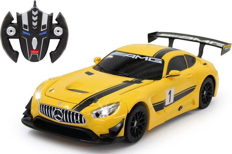 Jamara RC-Fahrzeugauto – 410029 RC-Auto Mercedes-Benz AMG GT3 – Transformator – gelb – 2,4 GHz RC-Modell fertig – 1:14 gesteuertes Auto