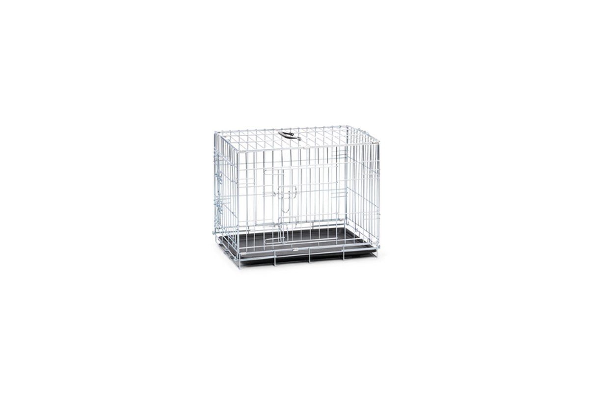 Beeztees Hundebox S – Bank – 2 Türen – faltbar – verzinkt – 62 x 44,5 x 50 cm
