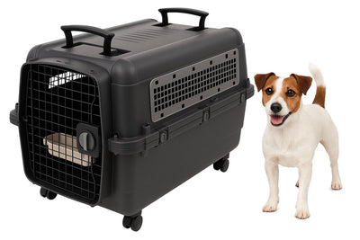 Flamingo Reisebox Hund – Autobox – Transportbox Hund M 71x51x54 cm – Transportkäfig Lanta dunkelgrau