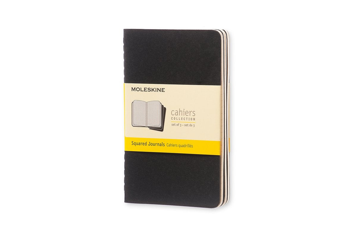 Moleskine Cahier-Tagebücher – Taschenformat – kariert – Schwarz – 3er-Set