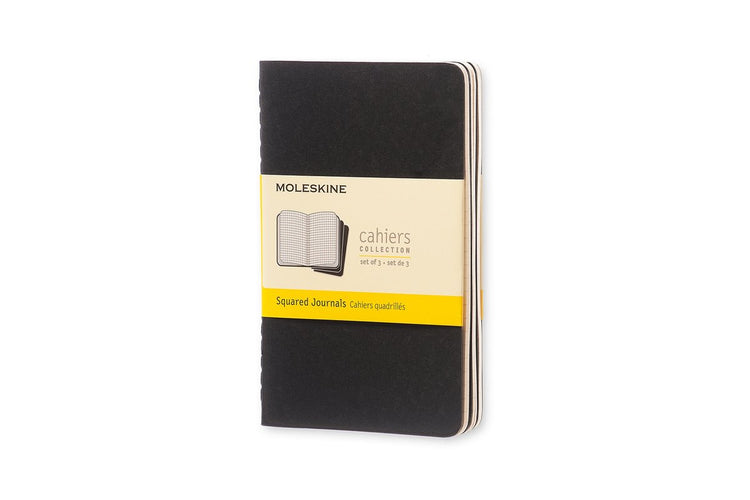 Moleskine Cahier-Tagebücher – Taschenformat – kariert – Schwarz – 3er-Set