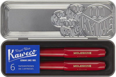 Moleskine x Kaweco Stiftset, Füllfederhalter mittlerer Kugelschreiber 1,0 mm, rot