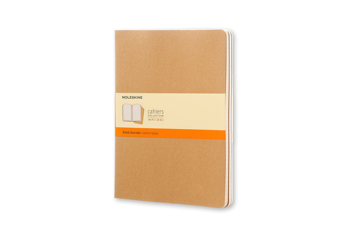 Moleskine Cahier-Tagebücher – extra groß – liniert – braun – 3er-Set