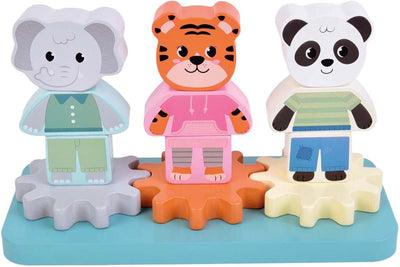 Small Foot - Stapelspiel aus Holz mit Zahnrädern Jungle Friends FSC