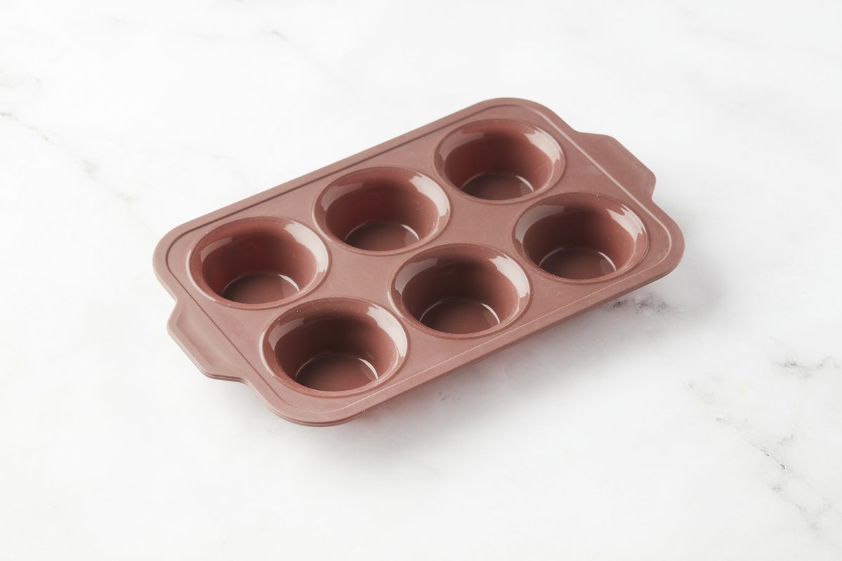 Spitzenform für 6 Muffins aus platinfarbenem Silikon, Vintage-Kastanienbraun, 37 x 23 x 4 cm