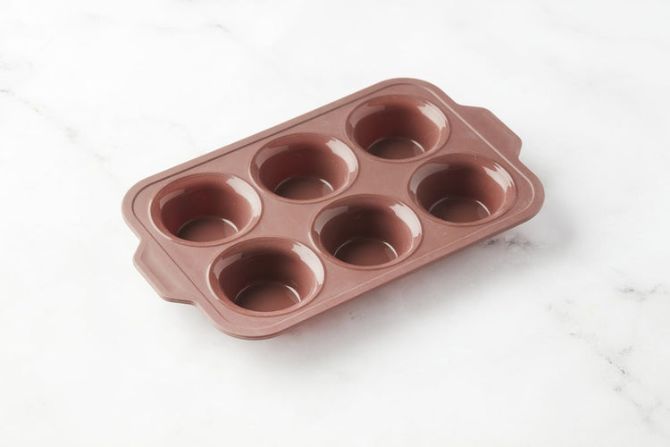 Spitzenform für 6 Muffins aus platinfarbenem Silikon, Vintage-Kastanienbraun, 37 x 23 x 4 cm