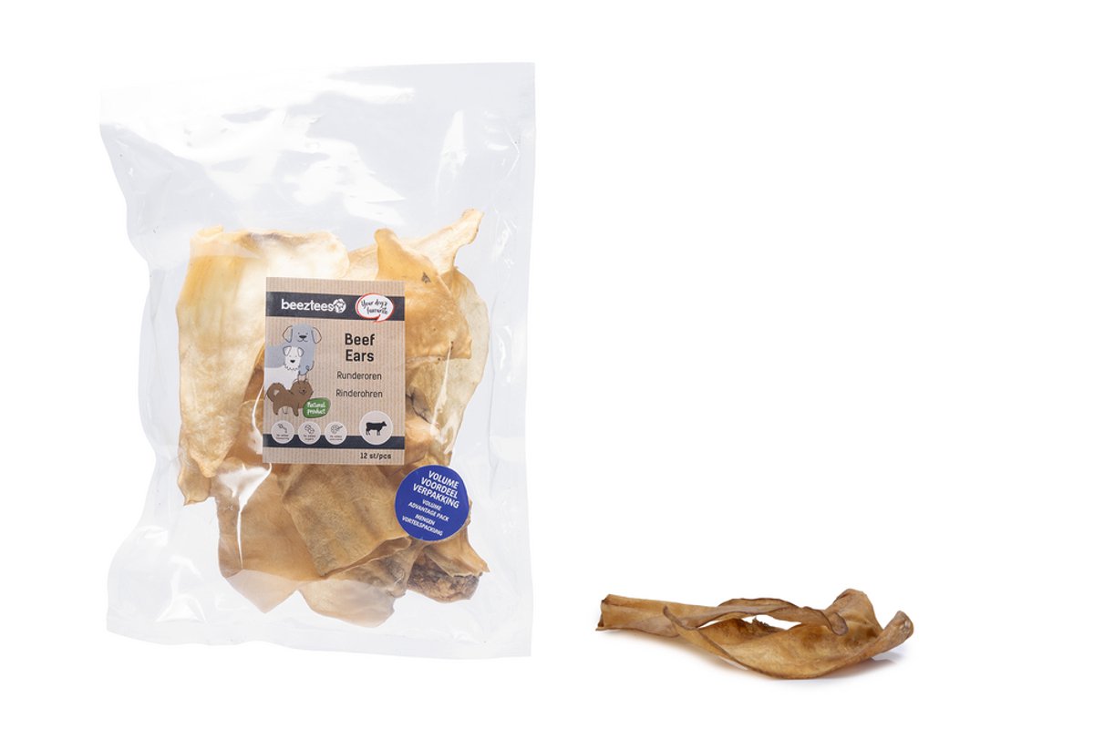 Beeztees Rinderohren – naturbelassen – Hundesnacks – Vorteilspack 12 Stück