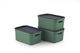 Rotho Jive Aufbewahrungsboxen 3er Set Aufbewahrungsboxen 5 l mit Deckel, Kunststoff (PP recycelt), grün anthrazit, 3 x 5 l (26,5 x 18,5 x 13,2 cm).