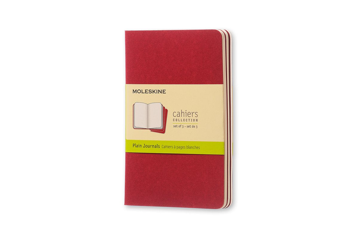 Moleskine Cahier-Tagebücher – Taschenformat – blanko – rot – 3er-Set