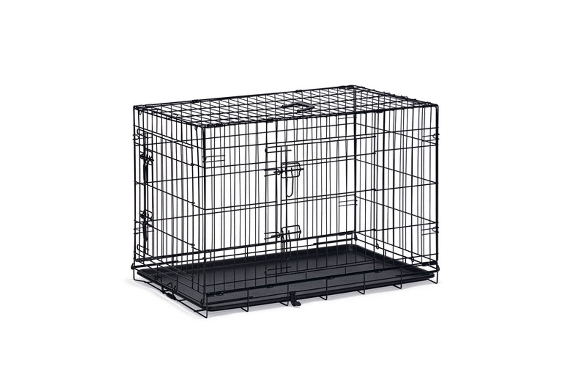 Beeztees Hundebox l – Bank – 2 Türen – faltbar – schwarz – 91 x 61 x 66 cm