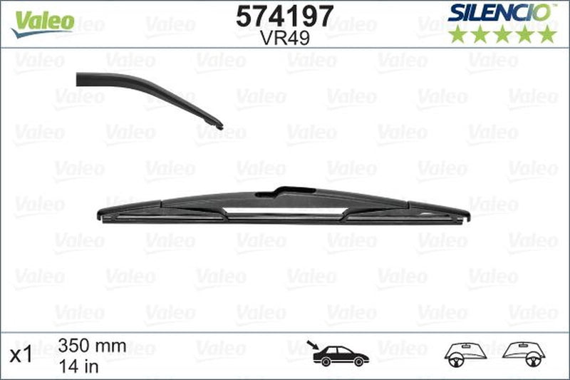Valeo Silencio VR49 Heckwischer – 350 mm – herkömmlicher Scheibenwischer