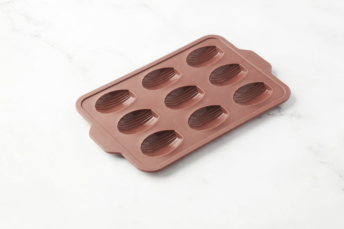 Spitzenform für 9 Madeleines aus Platin-Silikon, Vintage-Kastanienbraun, 37 x 23 x 2 cm