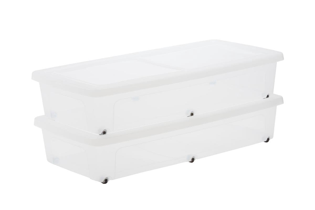 Iris Clearbox Aufbewahrungsbox – unter dem Bett – 35 l – Kunststoff – mit Rollen – 2er-Set