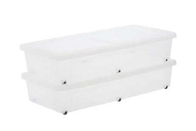 Iris Clearbox Aufbewahrungsbox – unter dem Bett – 35 l – Kunststoff – mit Rollen – 2er-Set