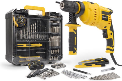 Powerplus Elektro-Schlagbohrmaschine POWX0265 – 2 in 1: Bohrmaschinen und Schlagbohrmaschinen, 800-W-Bohrmaschine, Links- und Rechtsschrauber – mit 78 mm Akku.