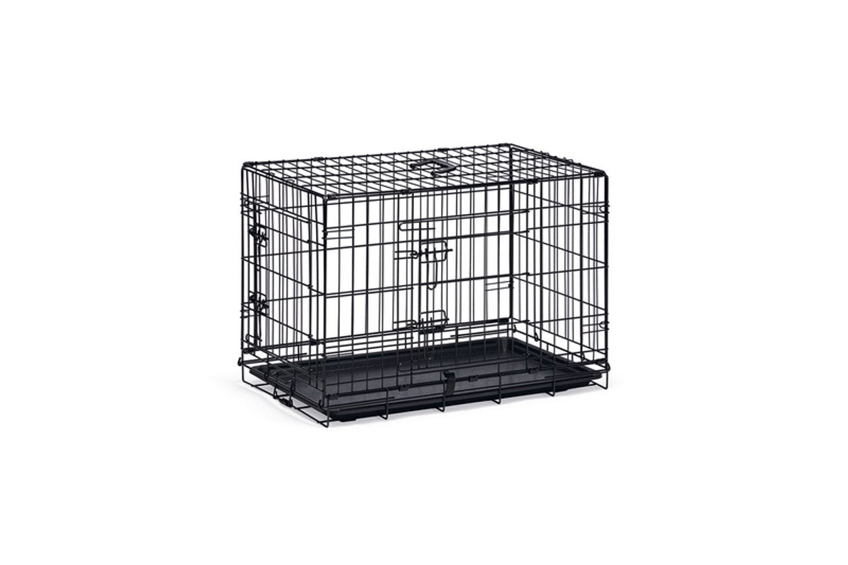 Beeztees Hundebox M – Bank – 2 Türen – faltbar schwarz – 81 x 55,5 x 61,5 cm