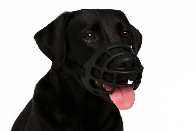 Flamingo-Maulkorb für Hunde – weicher Silikon-Maulkorb für Hunde, verstellbar – Größe XL – Modell Benzo Black