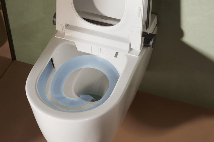 Hansgrohe Lavapura Element S – elektronisches Bidet mit Keramik, Absenkautomatik, Aquahelix-Spülung, Hygieneeffekt, SmartClean, weiß 63021450