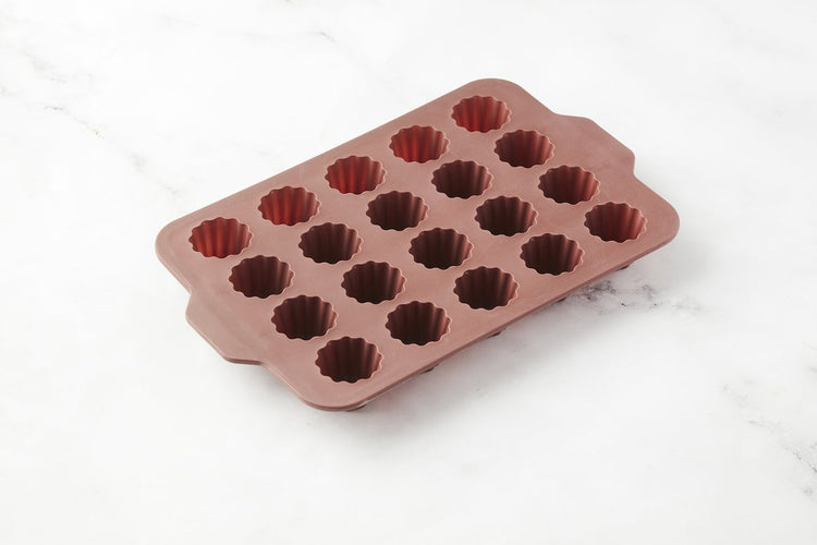 Spitze-virgule-Form für 20 Cannelés aus Platin-Silikon, Vintage-Kastanienbraun, 37 x 23 x 4 cm