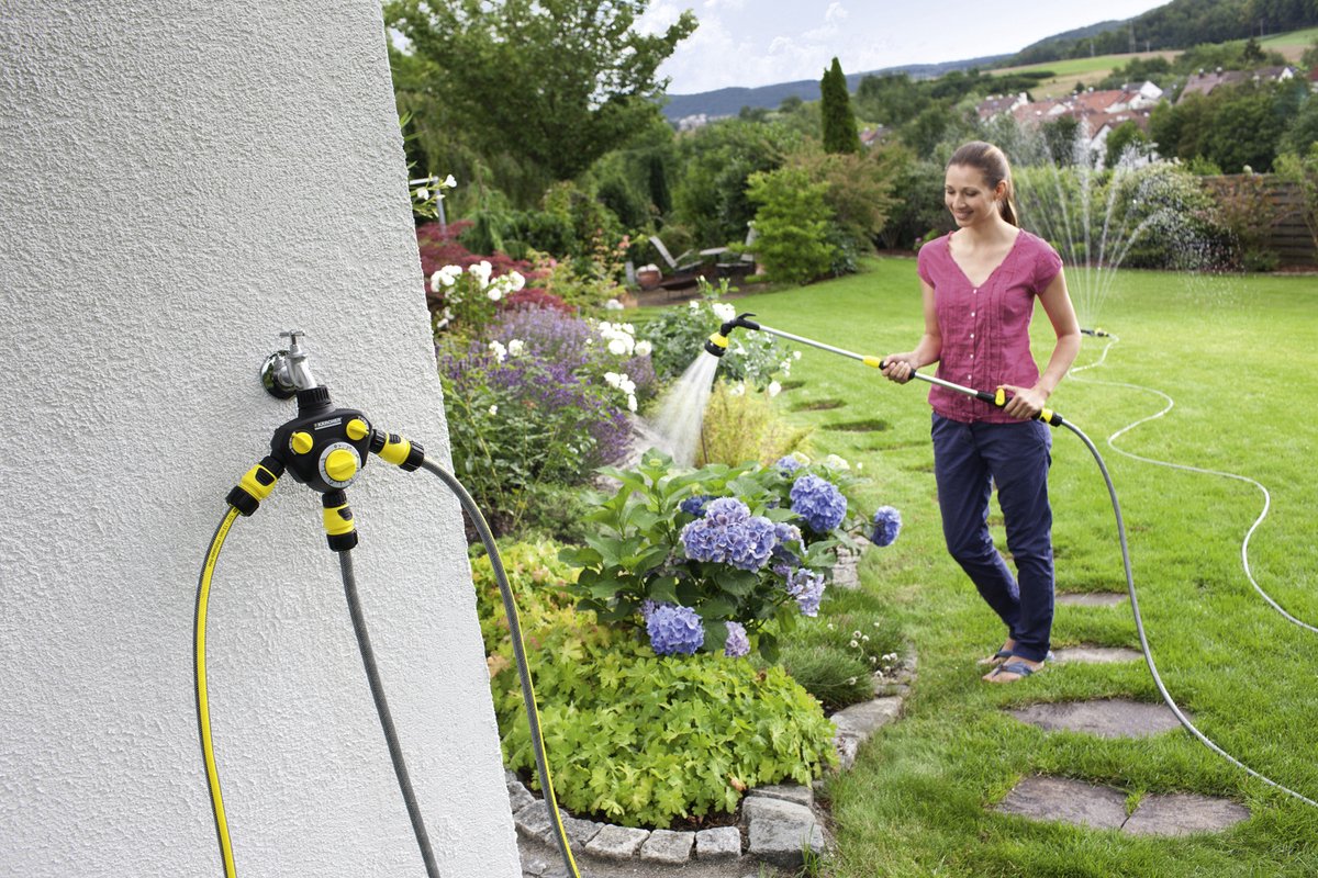 Kärcher wt 2 Bewässerungsuhr - 3-Wege-Verteiler - mit Zeitschaltuhr - inkl. Tippen Sie auf die Verbindung