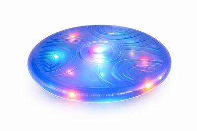 Flamingo-Hundespielzeug – Bordy Frisbee blau – ø 20 cm – LED-Beleuchtung – schwebend – TPR – funktioniert mit 3 x LR41 – Sommer – Outdoor-Spielzeug – für alle Hunde